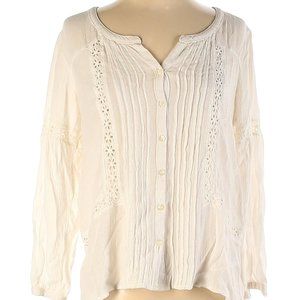 Embroidered Crepe Button Up Top